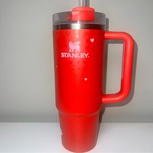 Stanley Heart Patterned Red Mug with Straw